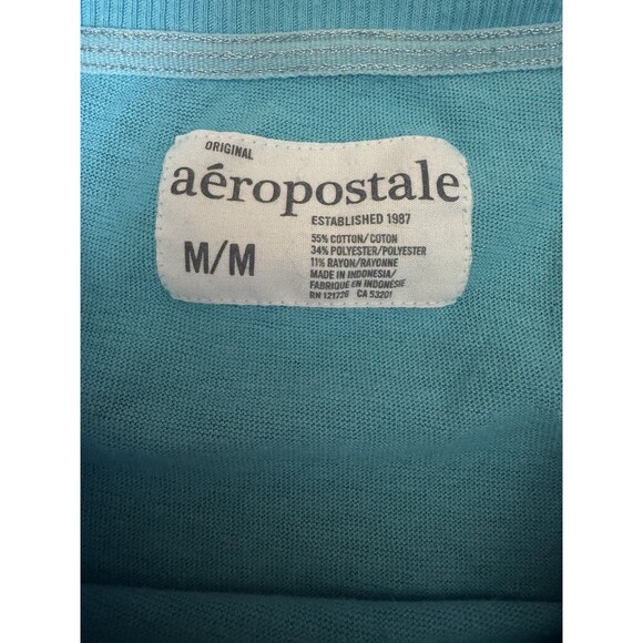 Y2K Aeropostale Light Blue Tee with Kangaroo Pocket Size Medium GUC Vintage - Picture 7 of 8